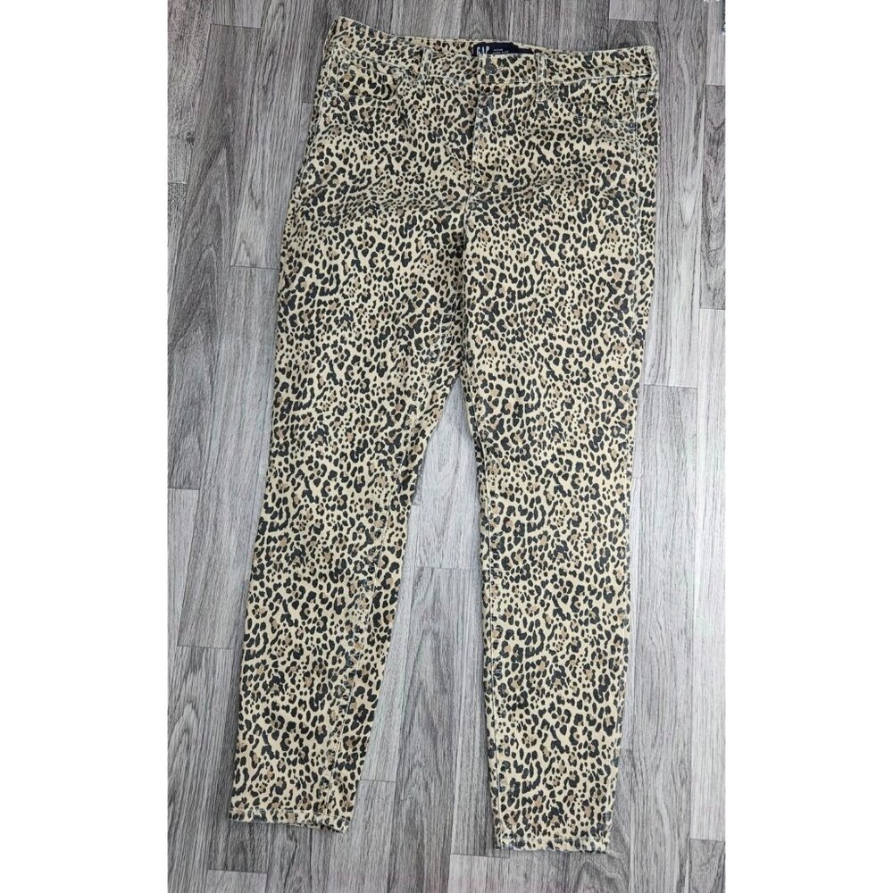 Gap Denim Womens Size 14 / 32 Animal Print Skinny Black Brown High Rise Leggings